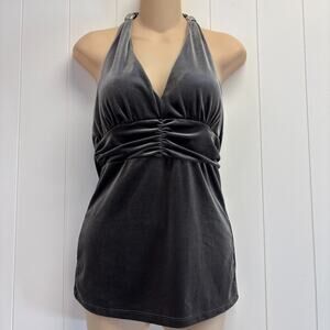 Y2K Sylvie & Mado Women's Velvet Baby Doll Glam Halter Top Size L Whimsigoth